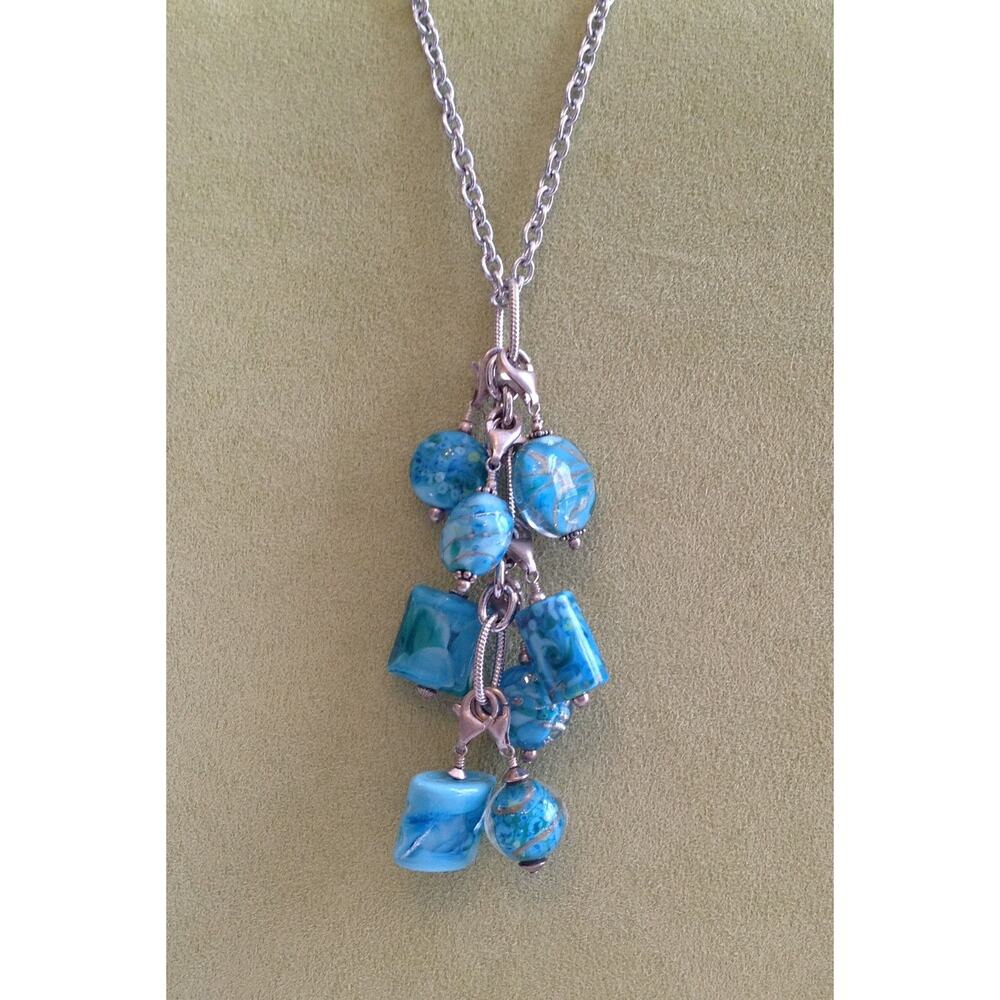 Lela Belle Hand Blown Murano Glass Beads - Set of 10 - Shades of Turquoise B25 - Picture 8 of 12